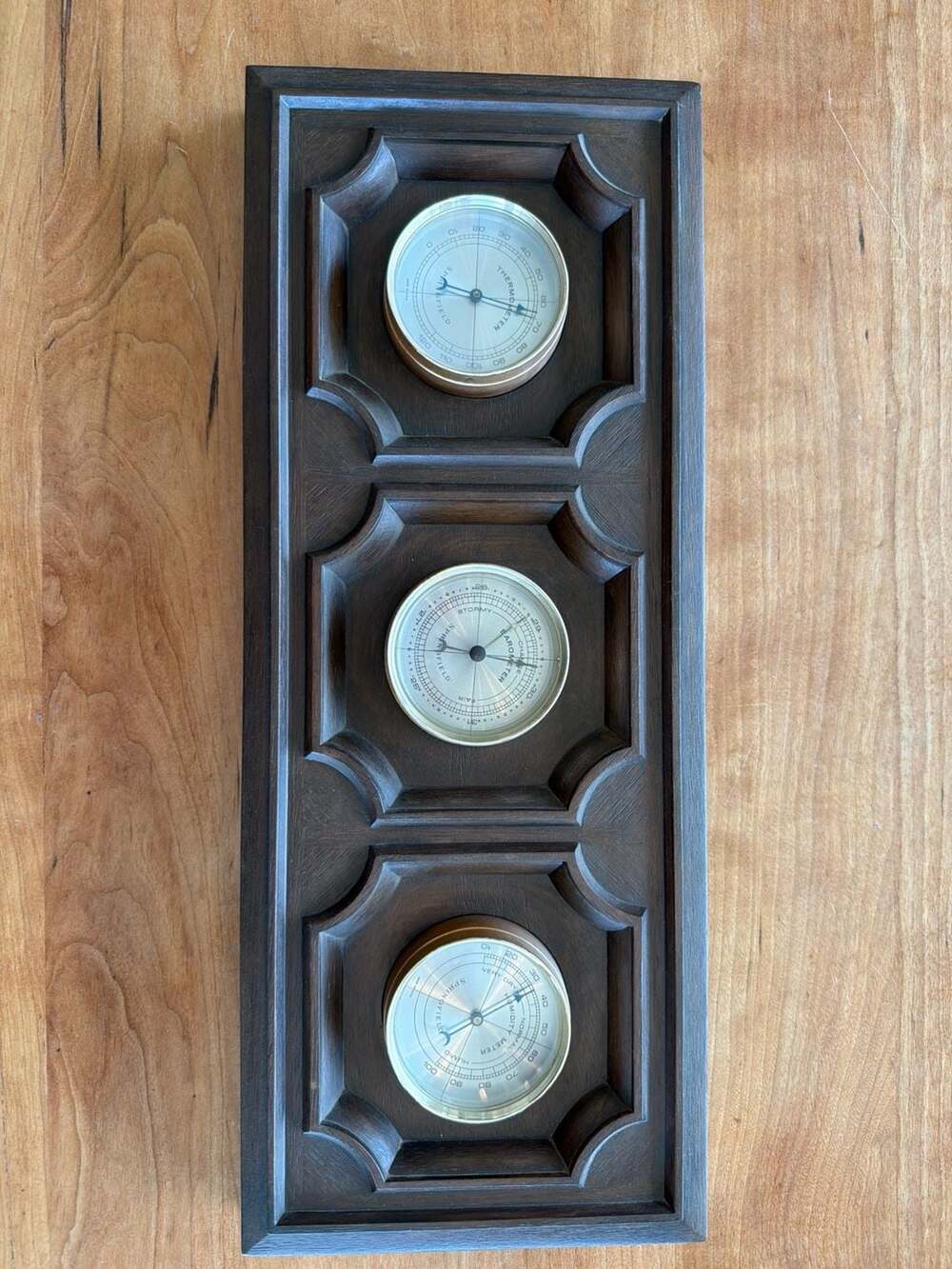 Vintage Springfield Wood Wall Weather Station Barometer Thermometer Humidity Met